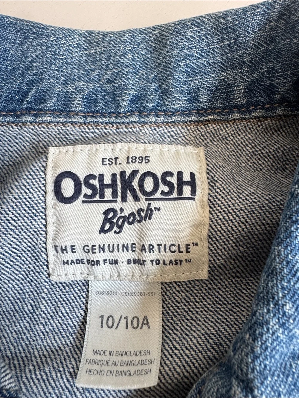 OshKosh B'gosh Classic Kids Denim Jacket - Medium Blue